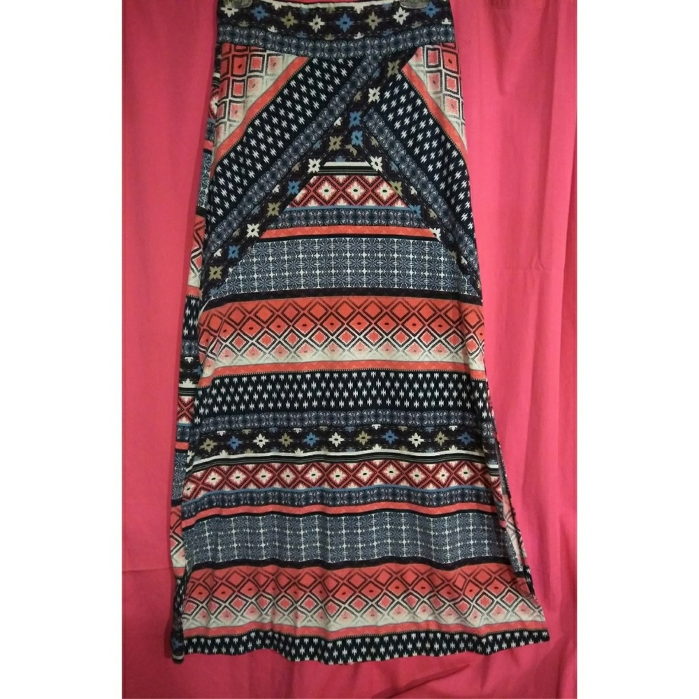 Blue pink white Joe Bendasset Geo maxi skirt